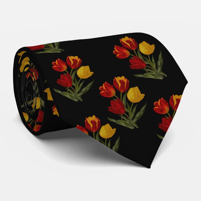 Tulips on Black Tie (Rolled)