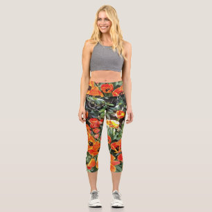 Tulips On Fire Artistic Floral Flowerbed v2 Capri Leggings