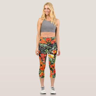 Tulips On Fire Artistic Floral Flowerbed v2 Capri Leggings