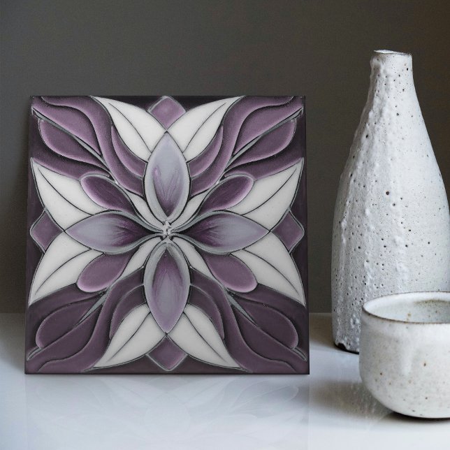 Tulips on Lavender Art Nouveau Purple Tile (Creator Uploaded)