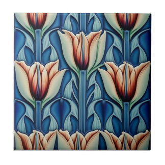 tulips on mosaic Art Nouveau Ceramic Tile