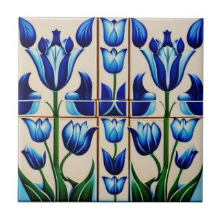 tulips on mosaic Art Nouveau Ceramic Tile