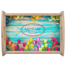 Tulips on Vintage Painted Wood Personalised