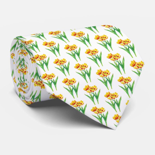 Tulips on White Tie (Rolled)