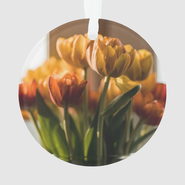 Tulips Orange Flowers Ornament (Back)