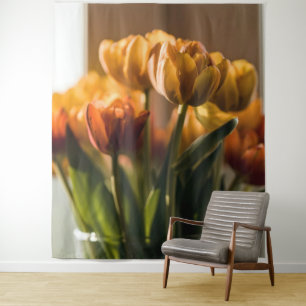 Tulips Orange Flowers Tapestry