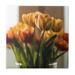 Tulips Orange Flowers Tile