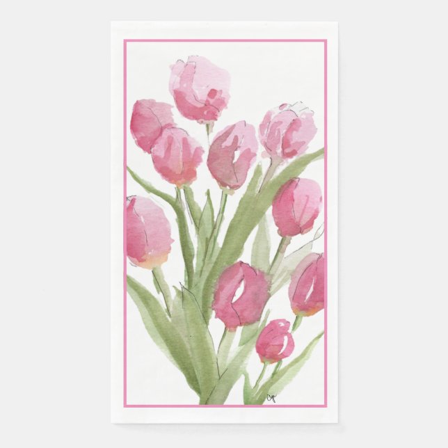Tulips Paper Guest Towel Napkin (Front)