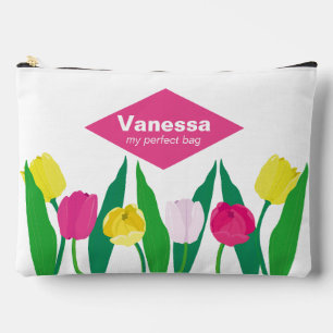 Tulips Pink Yellow Purple Green Modern Cute. Accessory Pouch