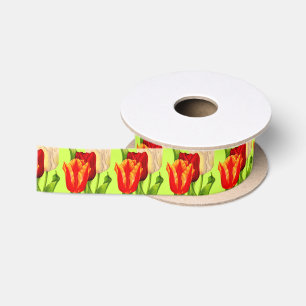 tulips print satin ribbon
