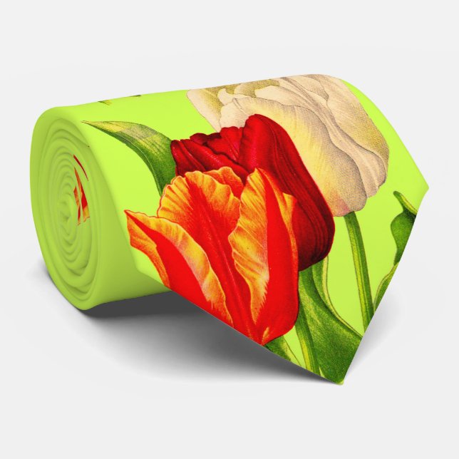 tulips print tie (Rolled)