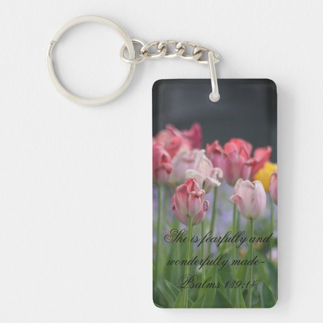 Tulips Psalms 139: 14 Key Ring (Front)