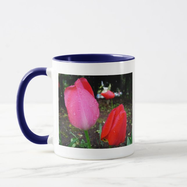 tulips, rain drops mug (Left)