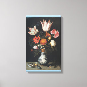 Tulips, Roses, a Pink and White Carnation, Forgets Canvas Print