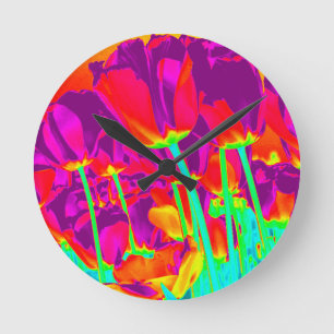 Tulips Round Clock
