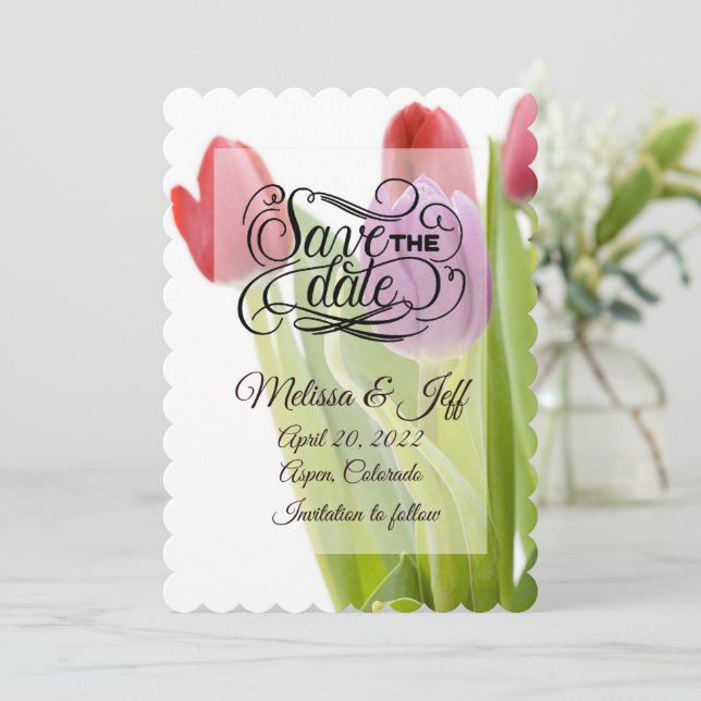 Tulips save the date invitation (Standing Front)