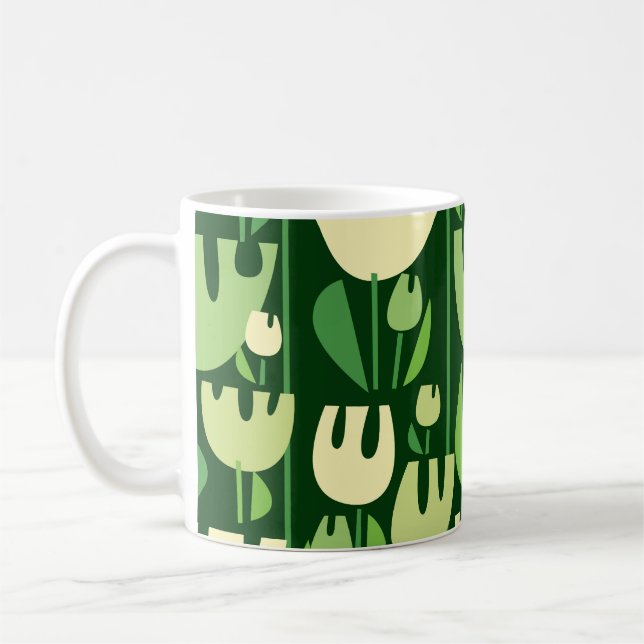 Tulips Scandinavian Style Pattern Coffee Mug (Left)