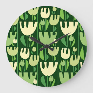 Tulips Scandinavian Style Pattern Large Clock