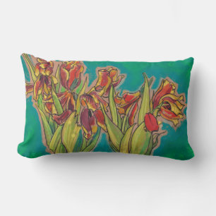 Tulips Sketch Blooming Spring Flowers Floral Art Lumbar Cushion