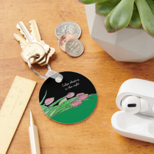 Tulips sleeping in the night key ring