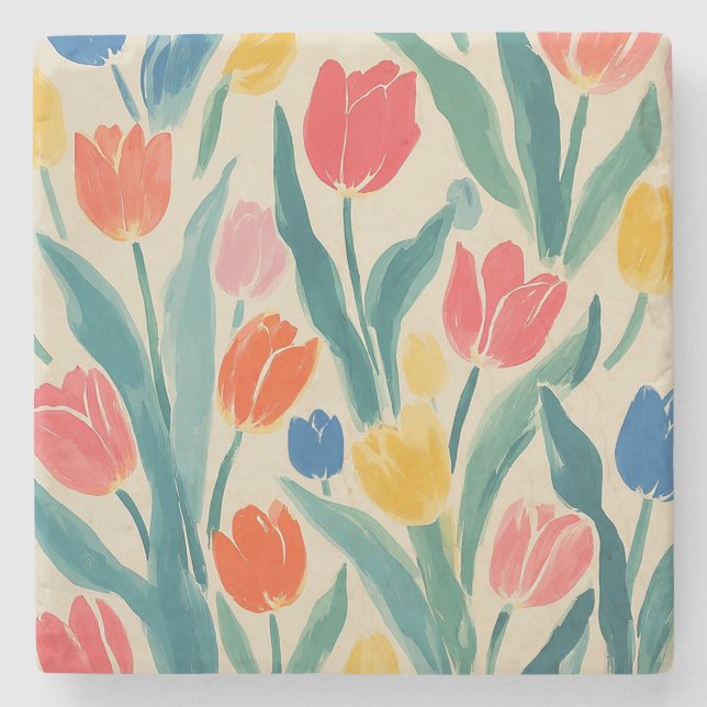 Tulips Spring Radiance Stone Coaster (Front)