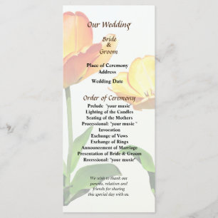 Tulips Tall and Short Wedding Program Programme