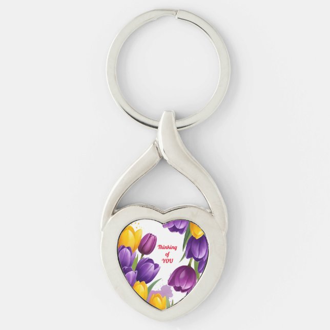 Tulips Thinking of You, Mother's Day Key Ring (Front)