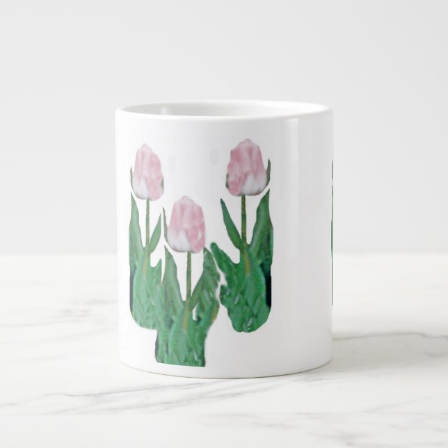 Tulips Three-Pink Large Coffee Mug (Front)