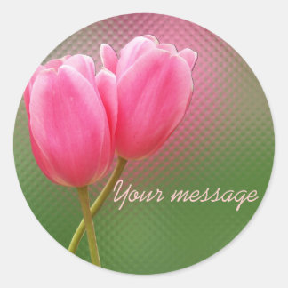 Tulips together classic round sticker