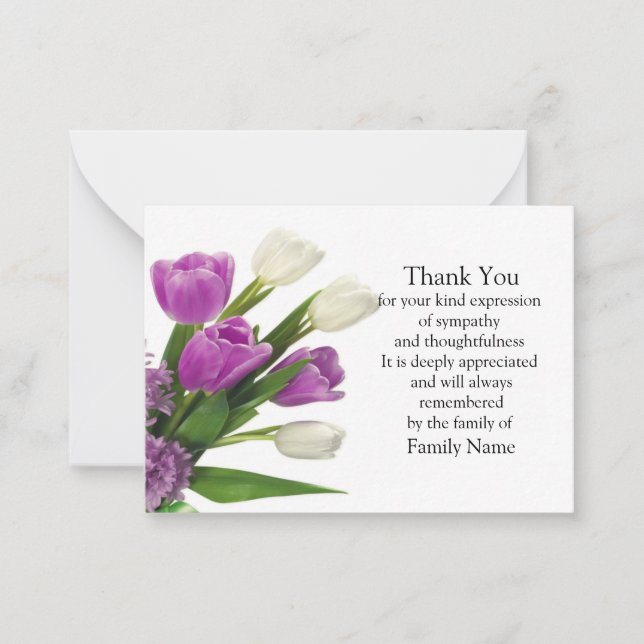 Tulips Vintage Flower Thank You Card (Front)
