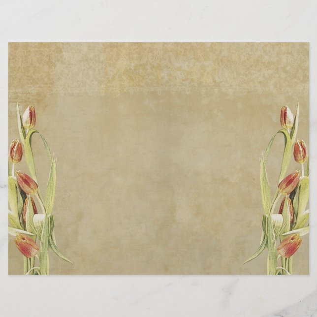 Tulips vintage Journal Page Scrapbook Page (Front)