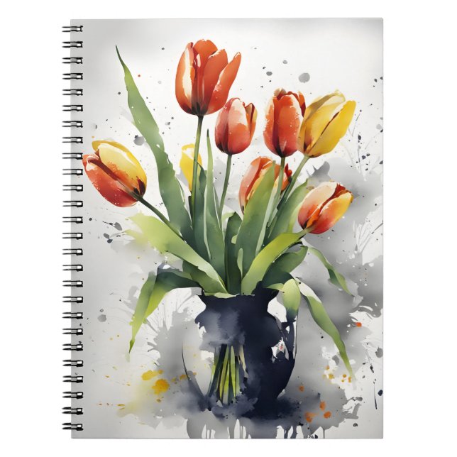 Tulips - Watercolor flowers Notebook (Front)