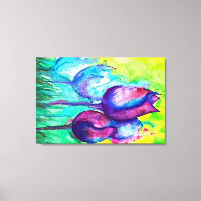 Tulips Watercolor on canvas print (Front)