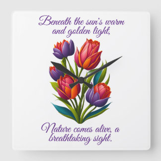 Tulips with Poem - Wall Clock