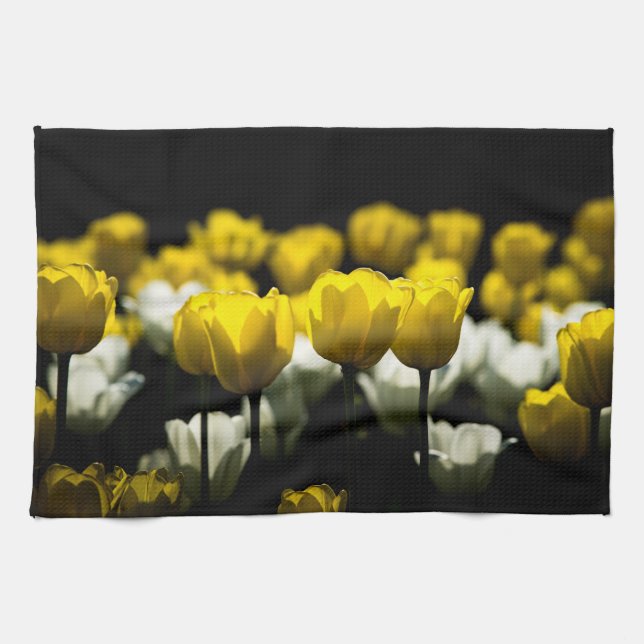 Tulips Yellow And White Tea Towel (Horizontal)
