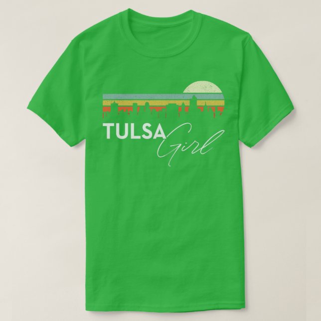 Tulsa Girl Retro Sunset City Skyline Souvenir T-Shirt (Design Front)