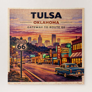 Tulsa Neon Route 66 Roadside Nights Jigsaw Puzzle