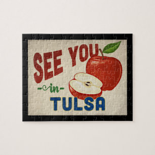 Tulsa Oklahoma Apple - Vintage Travel Jigsaw Puzzle