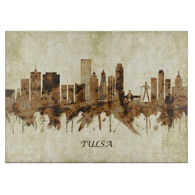 Tulsa Oklahoma Cityscape Cutting Board (Front)