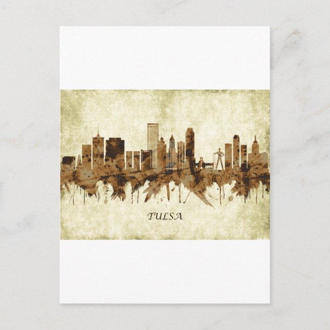 Tulsa Oklahoma Cityscape Holiday Postcard (Front)