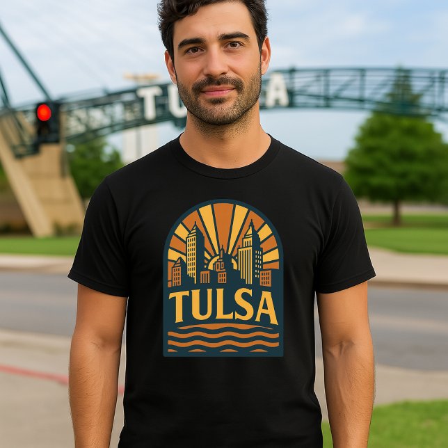 Tulsa Oklahoma Retro Art Deco Emblem T-Shirt (Creator Uploaded)
