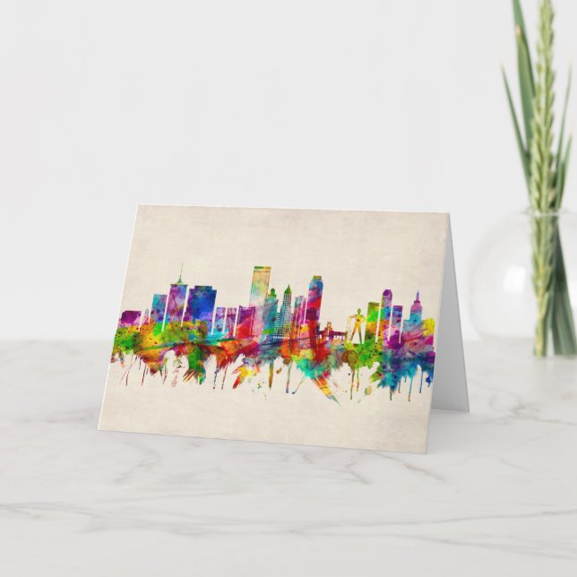 Tulsa Oklahoma Skyline Holiday Card (Front)