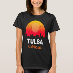 Tulsa Oklahoma Vintage Sunset Retro City State USA T-Shirt