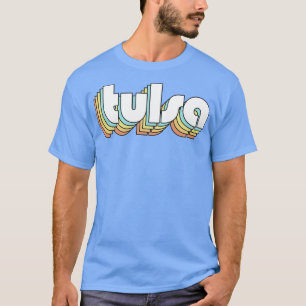 Tulsa Retro Rainbow Typography Faded Style T-Shirt