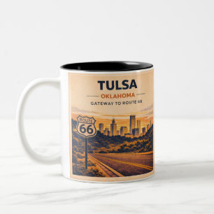 Tulsa Sunrise Along America’s Main Street Cafe Two-Tone Coffee Mug