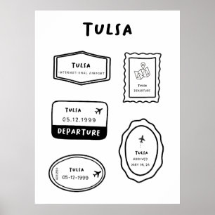Tulsa - Travel Stamp Collection   Minimalist Poster
