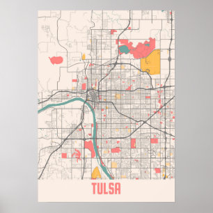 Tulsa - United States Chalk City Map Poster