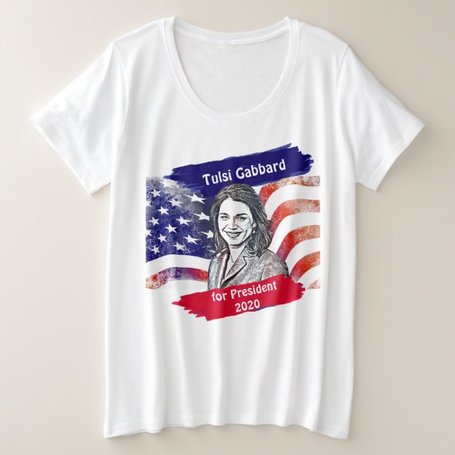 Tulsi Gabbard for President 2020 Election Plus Size T-Shirt (Design Front)