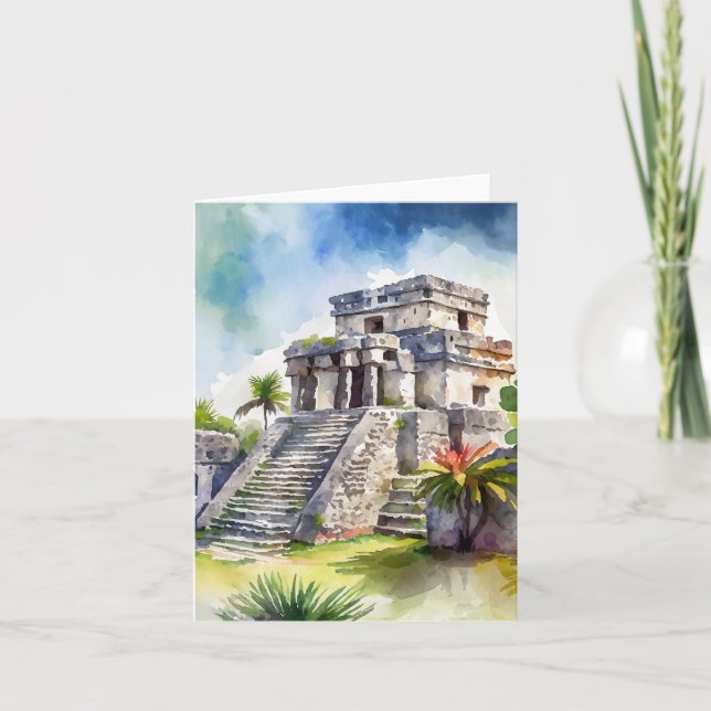 Tulum Cancun Mexico Watercolor Card (Front)