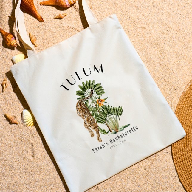 Tulum Leopard Bachelorette Weekend Welcome Tote Bag (Creator Uploaded)